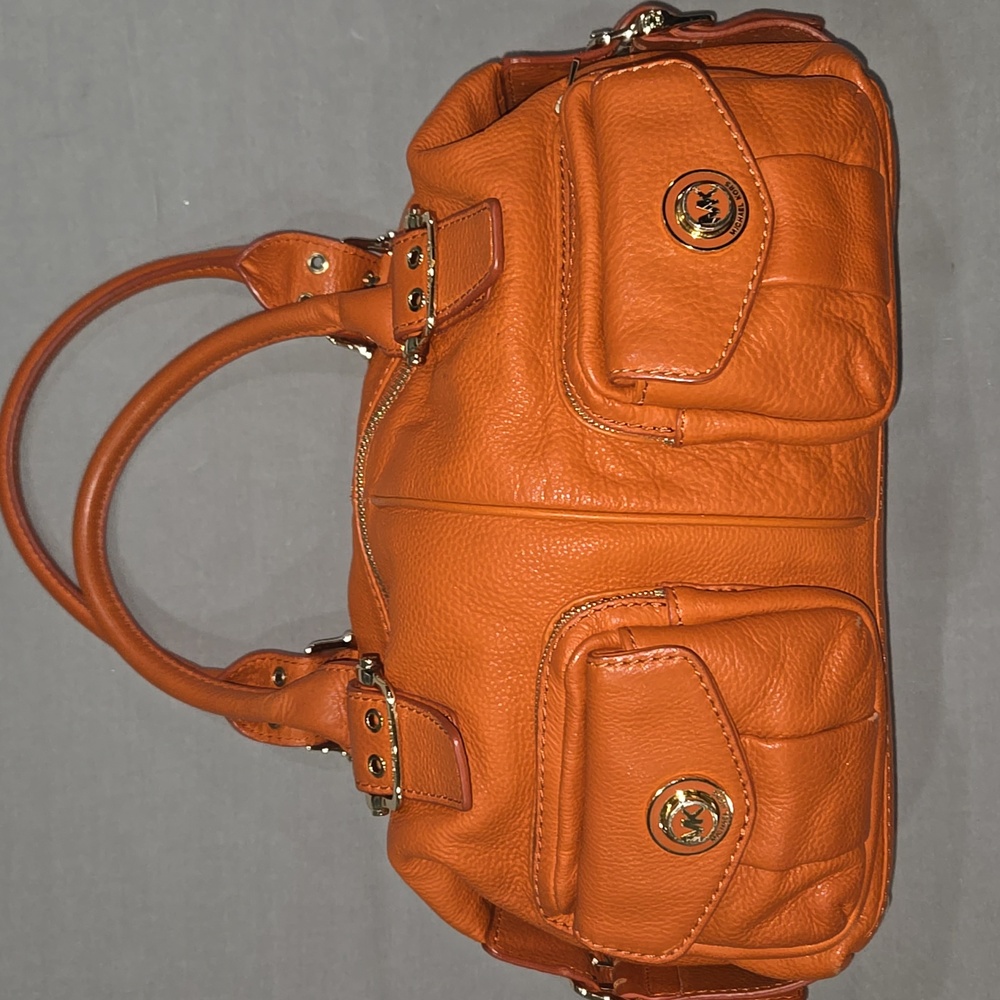 MICHAEL Michael Kors Tangerine Satchel with Gold Details